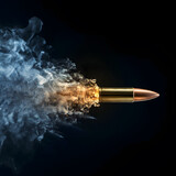 Fototapeta  - Bullet on a black background in smoke