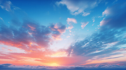 Wall Mural - Abstract gradient sunrise in the sky with cloud and blue mix orange natural background.