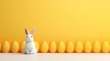 Wall Mural - Yellow Easter Bunny Festivity Backgroound