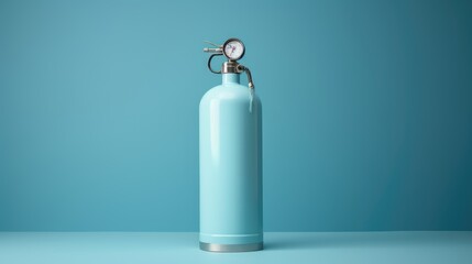 Small portable oxygen cylinder for mobile emphysema patients, also used to treat COPD and asthma. Isolated on white with a clipping path.