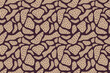 Seamless abstract pattern. Spotted stones on a dark burgundy background. Wild, primitive ornament