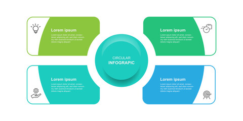 Business template infographic vector element with 4 step process circle 