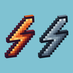 Fototapete - Isometric Pixel art 3d of lightning icon for items asset. lightning icon on pixelated style.8bits perfect for game asset or design asset element for your game design asset.
