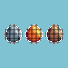 Poster - Pixel art stroke sets of eggs icon with variation color item asset. Eggs icon on pixelated style. 8bits perfect for game asset or design asset element for your game design asset