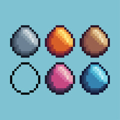 Poster - Pixel art sets of eggs icon with variation color item asset. Eggs icon on pixelated style. 8bits perfect for game asset or design asset element for your game design asset