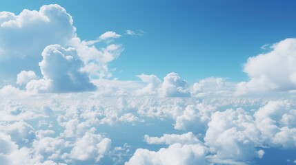 Poster - A captivating view of the clouds seen from an airplane. Suitable for travel and aviation themes