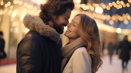 Aufkleber - A picture of a man and a woman standing next to each other. Suitable for various uses