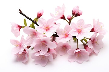 Poster - A beautiful bunch of pink flowers resting on a clean white surface. Perfect for adding a touch of elegance to any project or design