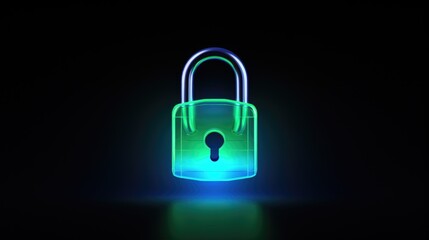 Aufkleber - A brightly lit padlock against a dark black background. Suitable for cybersecurity or data protection concepts