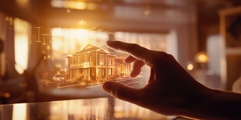 Poster - A person holding up a picture of a house. Can be used for real estate or home-related concepts