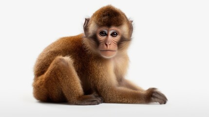 Poster - A monkey sitting on the ground, looking directly at the camera. Suitable for various uses