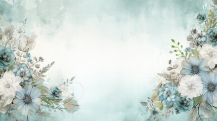 Poster - A painting of flowers on a blue background. Can be used for home decor or as a background for digital projects
