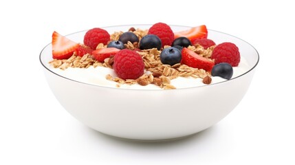 Sticker - A delicious bowl of yogurt topped with fresh berries and crunchy granola. Perfect for a healthy breakfast or snack