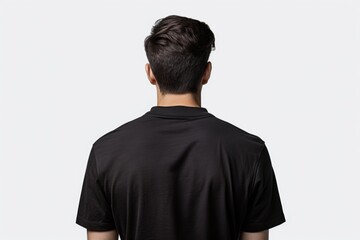 Poster - A man in a black shirt standing with his back to the camera. Suitable for various uses