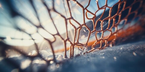 Poster - A detailed view of a chain link fence. Suitable for use in articles or websites about security, boundaries, or urban environments
