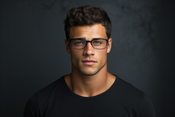 Poster - generative ai portrait of young attractive hot model fashion appearance isolated on dark grey backgr
