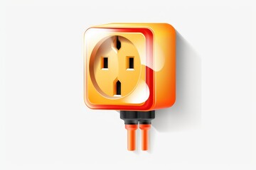 Aufkleber - An image of an orange electrical outlet with a plug attached.