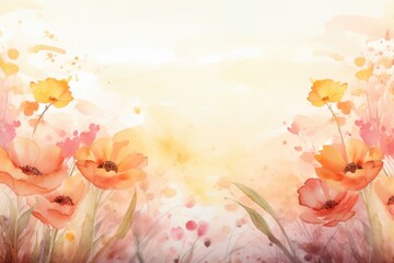Poster - A beautiful watercolor painting of a field filled with colorful flowers. Perfect for adding a touch of nature and tranquility to any space
