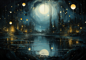 Wall Mural - wooden in night