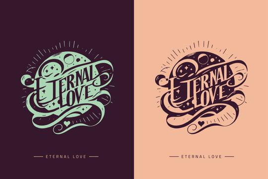 Eternal love, faith quote, hand drawn, calligraphy, faith logo design