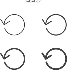 Poster - Reload icon isolated on white background different thin. Repeat symbol. Reset signs. Refresh symbols. 1 arrow icons. Black color. 