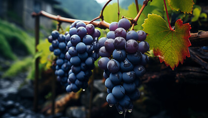 Poster - bunch of grapes on vine