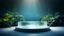 3d Rendered Abstract Empty Display Podium Underwater Made With Stone Minimal Scene For Product Display Presentation