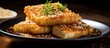 Greek fried cheese, Saganaki or Feta, a delicious starter: crispy with honey and sesame seeds.