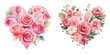 rose heart bouquet watercolor vector illustration