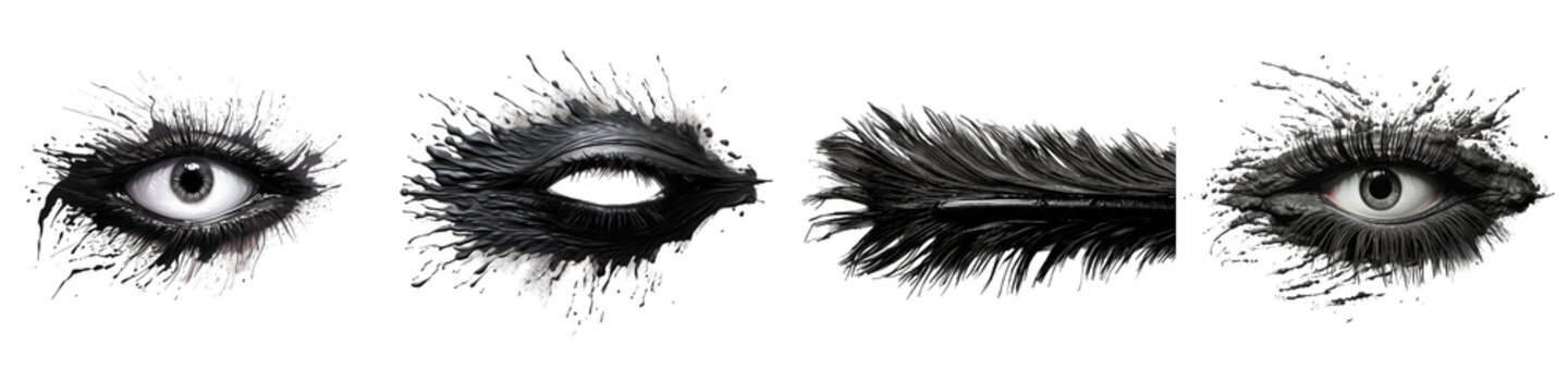 black mascara texture brush stroke hyperrealistic highly detailed isolated on transparent background