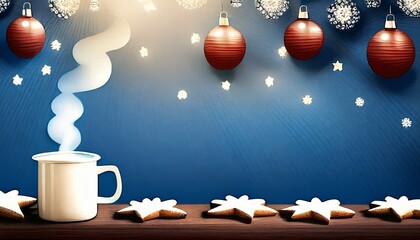 Wall Mural - christmas background with candles and snowflakes, christmash object and space for your text and logo