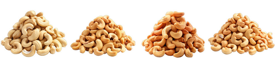 Wall Mural - Cashews nuts Hyperrealistic Highly Detailed Isolated On Transparent Background Png File