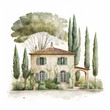Italian country house. Traditional European architecture. 