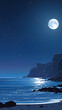 Moon on the sea wallpaper for Notebook cover, I pad, I phone, mobile high quality images.
