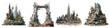 ruined skyscrapers Hyperrealistic Highly Detailed Isolated On Transparent Background Png File
