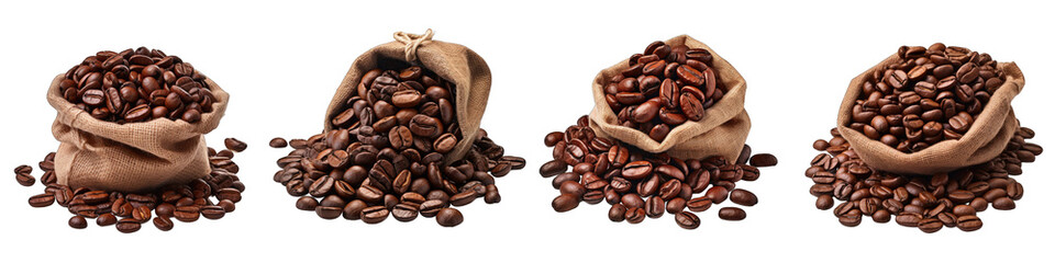 Canvas Print - Scoop of coffee beans in a bag Hyperrealistic Highly Detailed Isolated On Transparent Background Png File