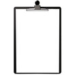 a black color clipboard with blank space for text on a transparent background