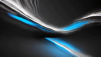 Wall Mural - luxurious black, blue and white gradient abstract wave animation background, for loop playback. abst