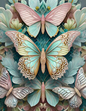 Tapeta Motyle, Bezszwowa, Dekoracja, Ilustracja, Generative Ai