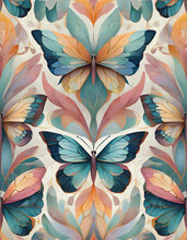 Tapeta Motyle, Bezszwowa, Dekoracja, Ilustracja, Generative Ai
