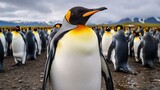 Fototapeta  - South georgia island has a population of king penguins