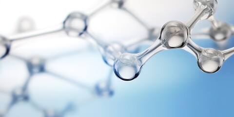 Silver colored atomic structure of molecules on blue background. Generative AI 