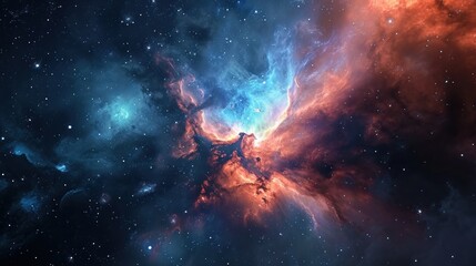 Wall Mural - Beautiful space background with nebula and stars, 3D rendering.
