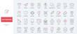 Copyright line icons set. Authors pen and typewriter to write articles, magnet to attract blog followers and feedback, new ideas for text thin black and red outline symbols, vector illustration