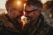 Two smiling gay men in love, lgbt