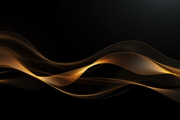 Wall Mural - Abstract golden waves on black background. Vector illustration for your design, AI Generated