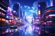 Shanghai Lujiazui street night view, China, AI Generated