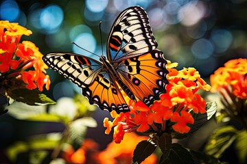 Canvas Print - Butterfly on a flower. Butterfly on a flower. Butterfly on a flower, AI Generated