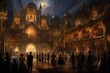 Wedding ceremony in the old city of Moscow, A magical evening at a masquerade ball, AI Generated
