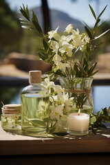 Poster - spa still life with oil and lavender